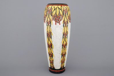A tall Boch Keramis crackle glaze vase by Charles Catteau, ca. 1930